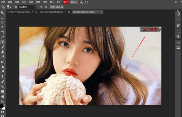 Photoshop(PS软件)怎么去除图片素材上的水印文字？2